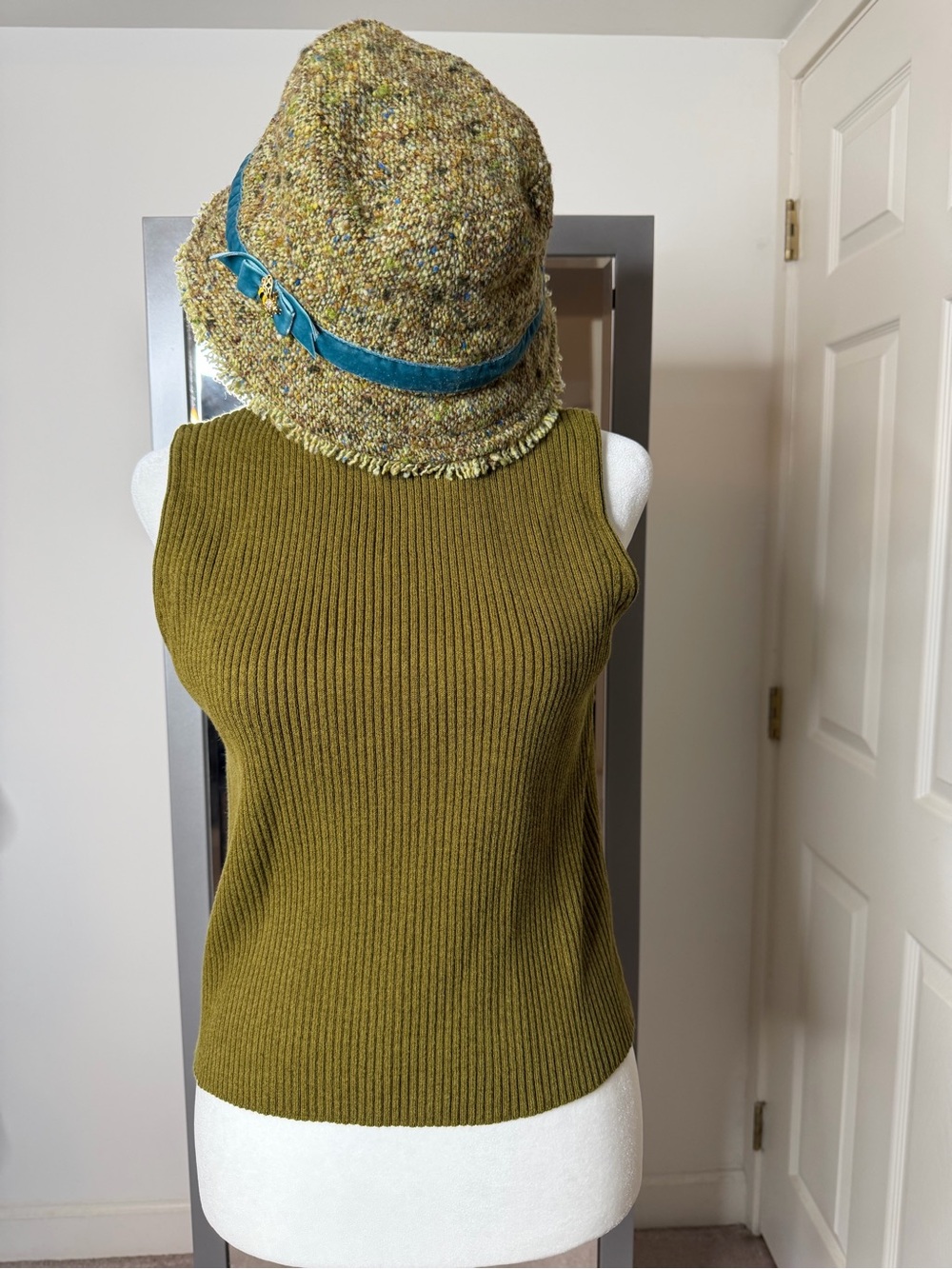 J. Crew Olive Green Tweed Hat